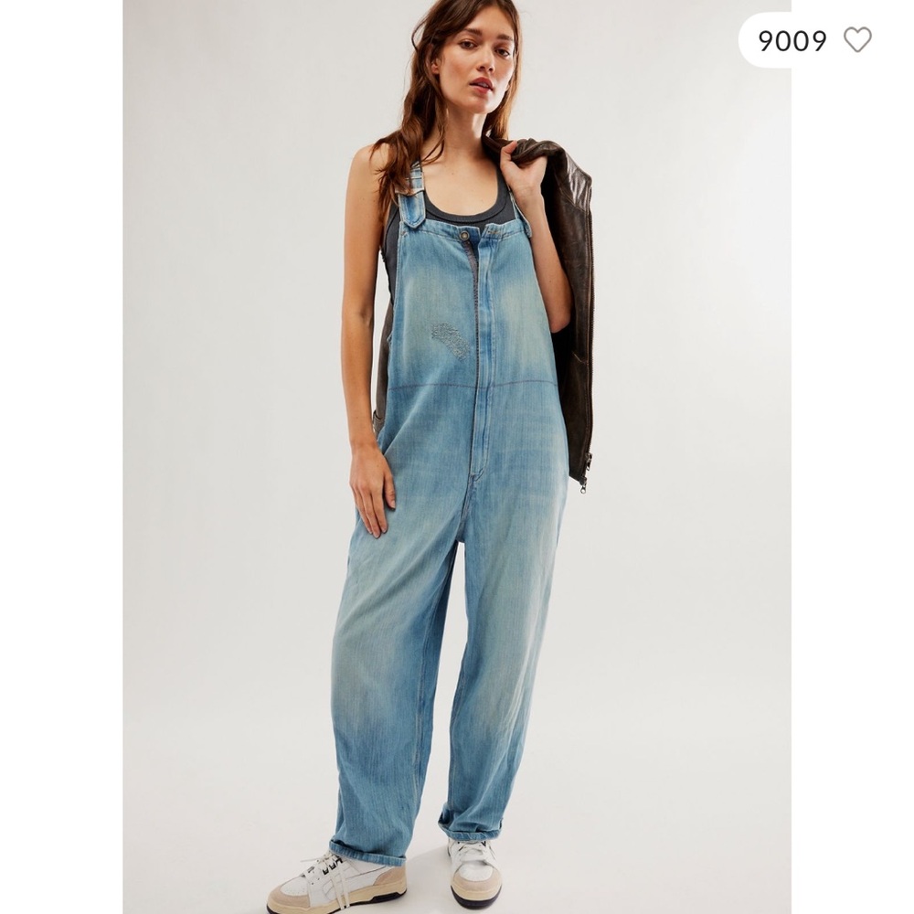 We The Free/Free People Blue Relaxed Overalls. Worn once. Perfect condition.